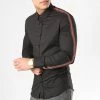 Tout neuf 😀 Chemise Manches Longues Avec Bandes F116 Noir de Ikao 👍 -Ikao Soldes Boutique ikao 130480 f116 black 20180828T181644 01