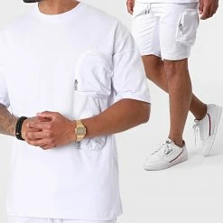 Coupon 🧨 Ensemble Short Tee 👕 Shirt LL432 Blanc de Ikao ⭐