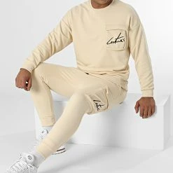 Sortie 🧨 Ensemble De Survetement LL498 Beige de Ikao 🥰