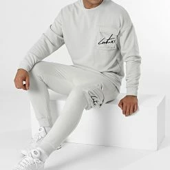 Promo ❤️ Ensemble De Survetement LL498 Gris Clair de Ikao 🔥