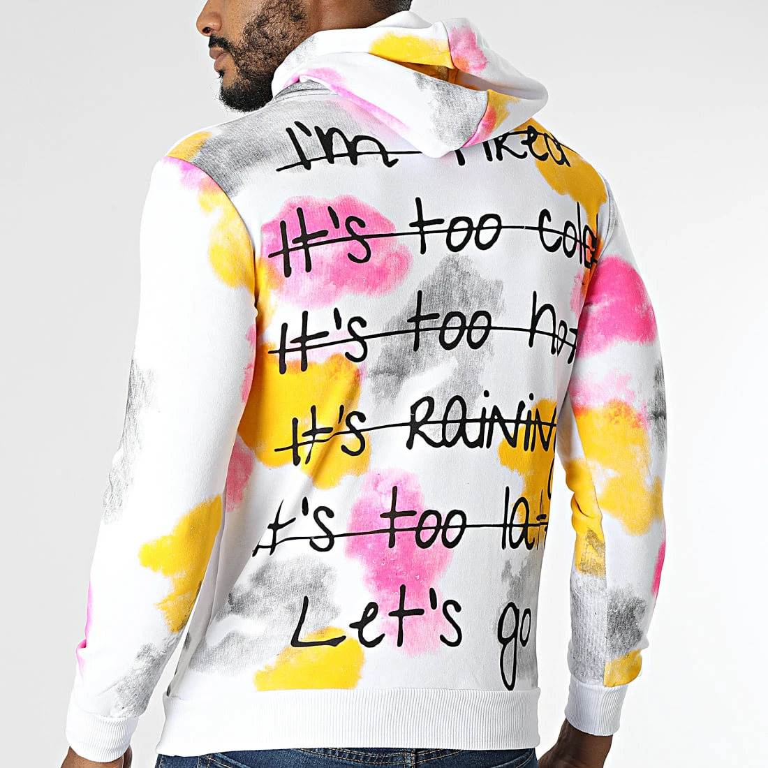 Tout neuf 🎉 Sweat Capuche LL484 Blanc Rose Jaune de Ikao ❤️ 6 Tout neuf 🎉 Sweat Capuche LL484 Blanc Rose Jaune de Ikao ❤️ – Image 4