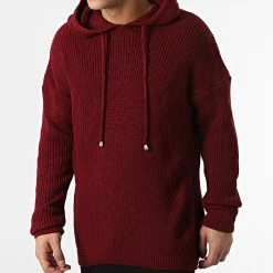 Vente flash 😀 Pull Capuche T3809 Bordeaux de Ikao 🛒