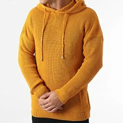 Promo 🧨 Pull Capuche T3809 Moutarde de Ikao 😍