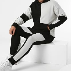 Le moins cher 🎁 Ensemble De Survêtement LL493 Noir Gris de Ikao 🛒