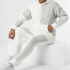 Tout neuf ❤️ Ensemble De Survêtement LL493 Blanc Gris de Ikao ✔️