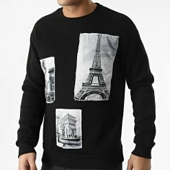Bon marché ⌛ Sweat Crewneck LL546 Noir de Ikao 👍