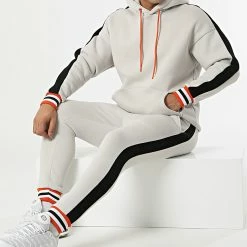 Sortie 💯 Ensemble De Survetement A Bandes LL538 Gris de Ikao 😍