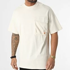 Promo 🧨 Tee 👕 Shirt Oversize Poche LL625 Beige de Ikao 🤩