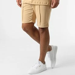 Nouveau 🛒 Ensemble Tee 👕 Shirt Et Short Jogging LL607 Camel de Ikao 🎁 -Ikao Soldes Boutique ikao 302535 LL607 K BEIGE 20220210T140337 04