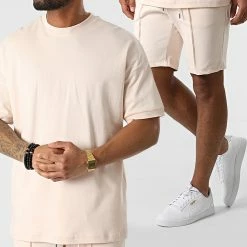 Promo ❤️ Ensemble Tee 👕 Shirt Et Short Jogging LL607 Rose de Ikao 😍