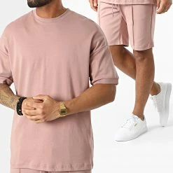 De gros 😀 Ensemble Tee 👚 Shirt Et Short Jogging LL607 Rose de Ikao 😀
