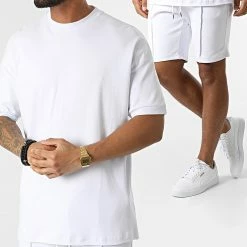 Offres ⌛ Ensemble Tee 👕 Shirt Et Short Jogging LL607 Blanc de Ikao 🧨