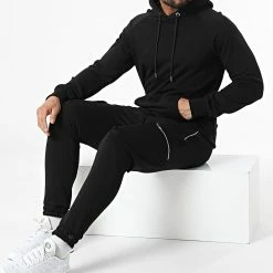 Meilleure vente 🧨 Ensemble De Survetement LL638 Noir de Ikao 😀