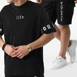 Top 10 🔔 Ensemble Tee 👚 Shirt Et Short Jogging LL613 Noir de Ikao ✔️