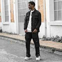 Meilleure vente 😍 Ensemble Veste Zippée Et Pantalon Cargo LL640 Noir de Ikao 🥰 -Ikao Soldes Boutique ikao 306804 LL640 BLACK 20220513T082134 03