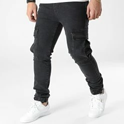 Meilleure vente 👍 Jogger Pant Jean Slim L6002 Noir de Ikao 👏