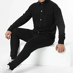 Nouveau 🥰 Ensemble Surchemise Et Pantalon Jogging LL610 Noir de Ikao 💯