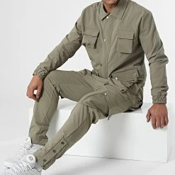 Offres ❤️ Ensemble Veste Et Pantalon Cargo LL640 Vert Kaki de Ikao ❤️