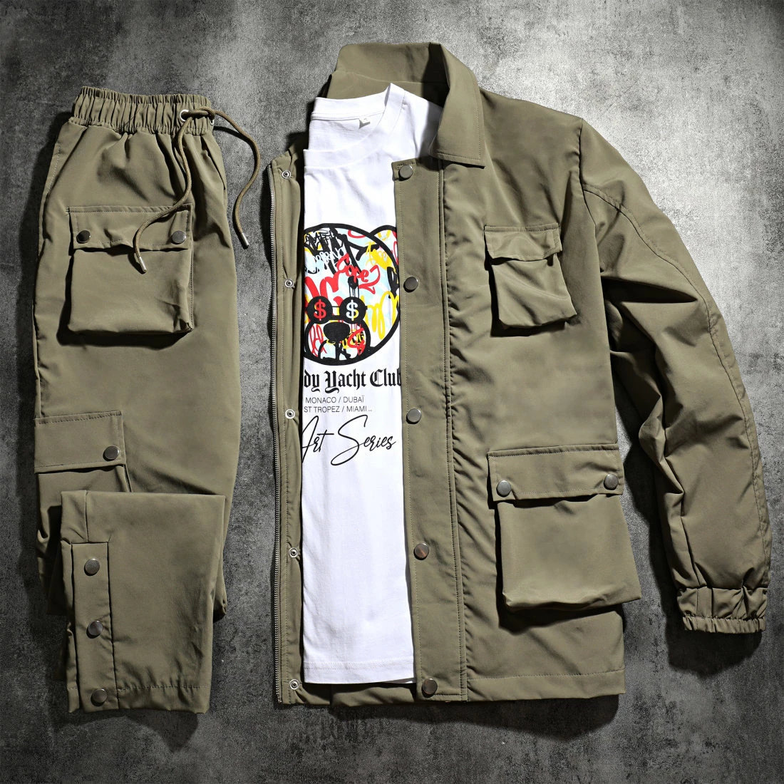 Offres ❤️ Ensemble Veste Et Pantalon Cargo LL640 Vert Kaki de Ikao ❤️ 7 Offres ❤️ Ensemble Veste Et Pantalon Cargo LL640 Vert Kaki de Ikao ❤️ – Image 5