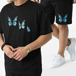 Meilleure vente 👏 Ensemble Tee 👚 Shirt Et Short Jogging LL652 Noir de Ikao ⭐