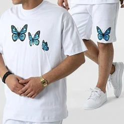 Coupon 🥰 Ensemble Tee 👕 Shirt Et Short Jogging LL652 Blanc de Ikao 🥰