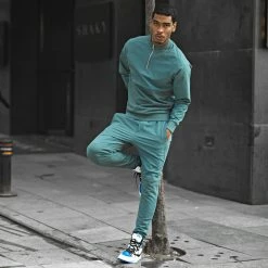 Le moins cher 😉 Ensemble Sweat A Col Zippé Et Pantalon Jogging LL497 Vert Bleu de Ikao 🔔 -Ikao Soldes Boutique ikao 309164 LL497 OIL GREEN 20220513T081748 06