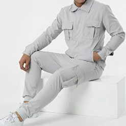 Nouveau 🌟 Ensemble Veste Et Pantalon Jogging LL254 Gris de Ikao ⌛