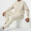 Meilleure affaire ✨ Ensemble Sweat A Col Zippé Et Pantalon Jogging LL497 Beige de Ikao ❤️ -Ikao Soldes Boutique ikao 309174 LL497 BEIGE 20220318T161939 01