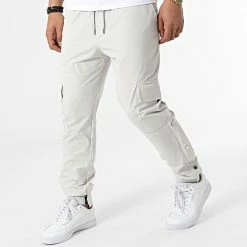 Nouveau 🔥 Pantalon Cargo LL621 Gris Clair de Ikao ⭐