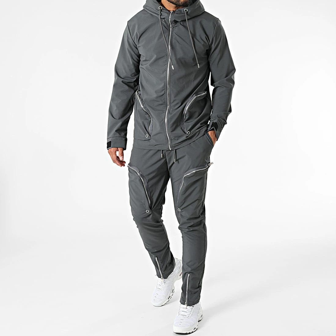 Meilleure affaire 🧨 Ensemble Veste Zippée Capuche Et Pantalon Jogging LL602 Gris Anthracite de Ikao 👏 7 Meilleure affaire 🧨 Ensemble Veste Zippée Capuche Et Pantalon Jogging LL602 Gris Anthracite de Ikao 👏 – Image 5