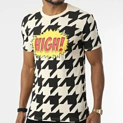 Meilleur prix 😀 Tee 👕 Shirt LL308 Beige Noir de Ikao 🛒