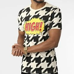 Meilleur prix 😀 Tee 👕 Shirt LL308 Beige Noir de Ikao 🛒 -Ikao Soldes Boutique ikao 317337 LL308 BEIGE 20220509T151401 03