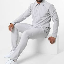 Nouveau 👍 Ensemble Veste Zippée Et Pantalon LL654 Gris de Ikao 💯