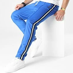 Meilleur prix 🤩 Pantalon Jogging A Bandes LL677 Bleu Roi de Ikao ⭐ -Ikao Soldes Boutique ikao 324510 LL677 SAKS 20220621T140154 03