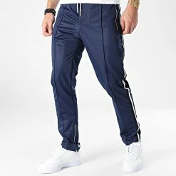 Budget 👍 Pantalon Jogging A Bandes LL677 Bleu Marine de Ikao ❤️