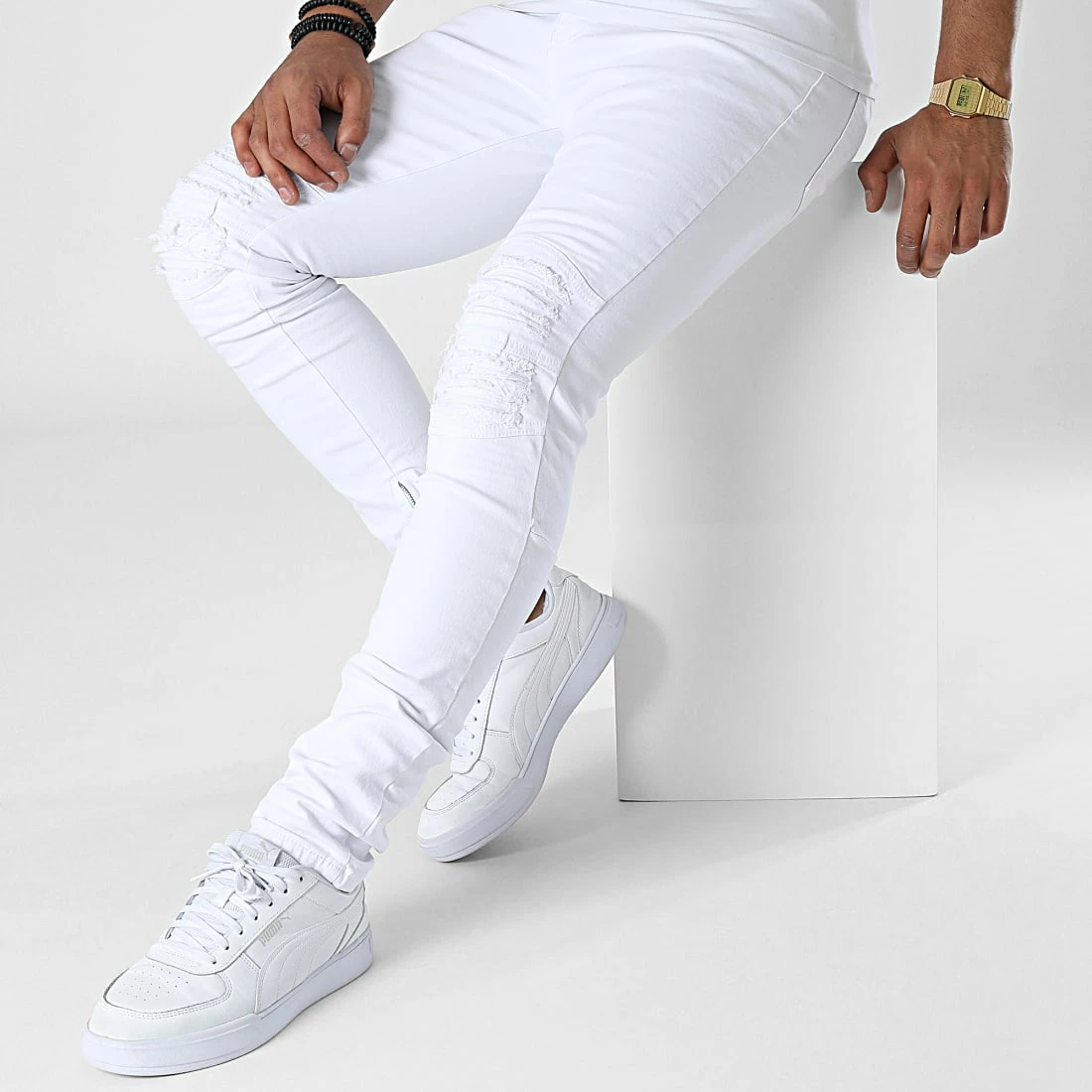 Grosses soldes 👏 Jean Slim DH-3903 Blanc de Ikao 👍 5 Grosses soldes 👏 Jean Slim DH-3903 Blanc de Ikao 👍 – Image 3