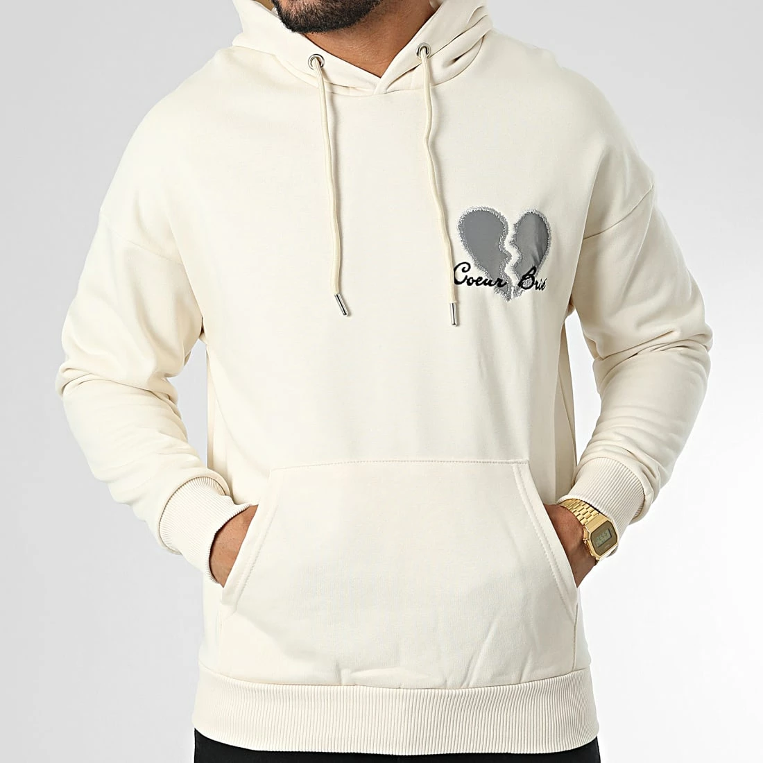 Le moins cher ❤️ Sweat Capuche LL696 Beige Réfléchissant de Ikao 😉 5 Le moins cher ❤️ Sweat Capuche LL696 Beige Réfléchissant de Ikao 😉 – Image 3