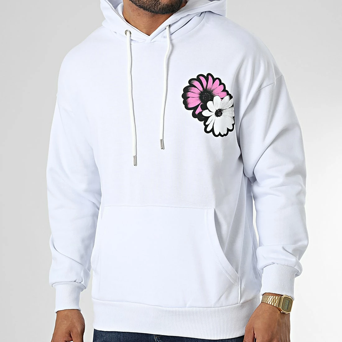 Remise 🔔 Sweat Capuche LL691 Blanc de Ikao 🧨 6 Remise 🔔 Sweat Capuche LL691 Blanc de Ikao 🧨 – Image 4