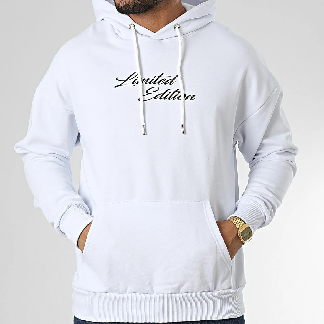 Remise ⭐ Sweat Capuche LL692 Blanc de Ikao ⭐ 5 Remise ⭐ Sweat Capuche LL692 Blanc de Ikao ⭐ – Image 3