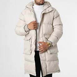 Remise 🤩 Doudoune Longue Capuche LL2019 Beige Clair de Ikao 🔔