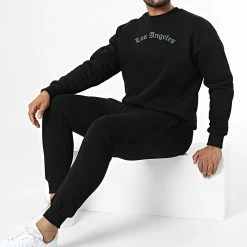 Remise ⭐ Ensemble De Survetement LL680 Noir de Ikao 😍