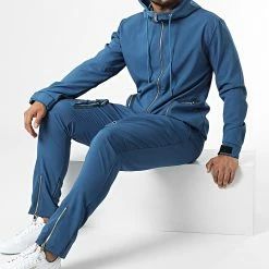Coupon ✔️ Ensemble Veste Zippée Et Pantalon Cargo LL602 Bleu de Ikao 🧨