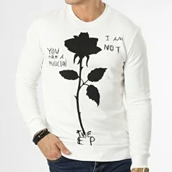 Sortie 🎁 Sweat Crewneck LL111 Blanc Floral de Ikao 🧨 -Ikao Soldes Boutique ikao 336363 LL111 ECRU 20220912T155102 03