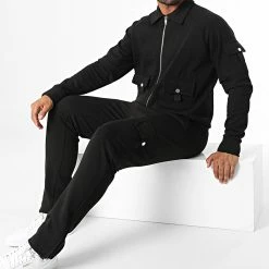 Offres ✨ Ensemble Veste Zippée Et Pantalon Jogging LL717 Noir de Ikao 🤩
