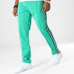 Coupon 🧨 Pantalon Jogging A Bandes LL677 Vert de Ikao 😍