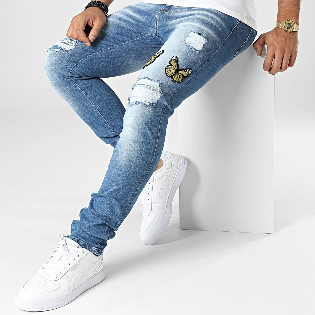 De gros 😍 Jean Skinny LL2000056 Bleu Wash de Ikao 🎁 5 De gros 😍 Jean Skinny LL2000056 Bleu Wash de Ikao 🎁 – Image 3
