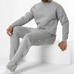 Meilleur prix ⌛ Ensemble Sweat Crewneck Et Pantalon Jogging LL716 Gris de Ikao 🔥