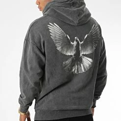 Nouveau ✔️ Sweat Capuche LL687 Gris Anthracite de Ikao 🔥 -Ikao Soldes Boutique ikao 339457 LL687 BLACK 20220926T160547 04