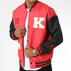 Meilleure affaire 🌟 Veste Teddy LL2019 Rouge Noir de Ikao 🛒