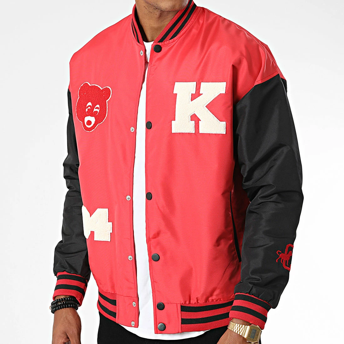 Meilleure affaire 🌟 Veste Teddy LL2019 Rouge Noir de Ikao 🛒 5 Meilleure affaire 🌟 Veste Teddy LL2019 Rouge Noir de Ikao 🛒 – Image 3